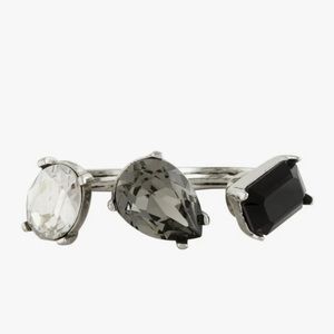 OSCAR DE LA RENTA $495 Crystal Double Finger Ring, NWT